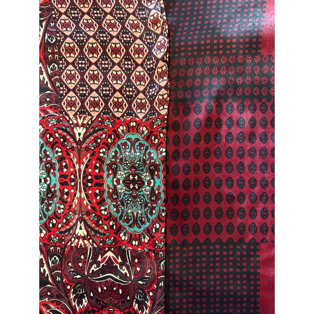 Zara Basic Patchwork Print Button-Up Blouse Long … - image 3